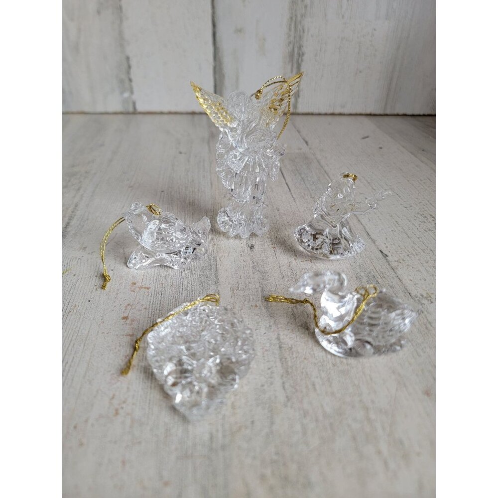 Plastic crystal angel goose wreath ornament cherub Xmas‎ set